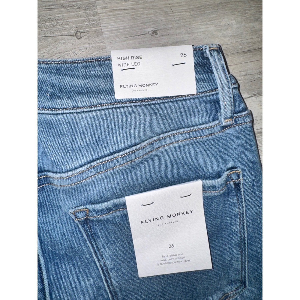 Flying Monkey Wide Leg Jeans Womens Blue High Rise Medium Wash F5990 Size 26 - Picture 6 of 8